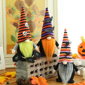 Party Supplies Halloween Zwerge Dekorationen mit Spinne Fledermaus Schädel handgemachte Plüsch Elf Zwerg Puppe Home Tisch Ornament Kinder GIF XBJK2108