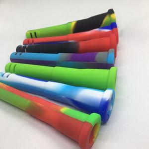 Fumare colorato silicone Bong Down Stelo portatile Pipa ad acqua Narghilè Portafiltro 14MM Femmina 18mm Maschio Design innovativo per vetro secco Ciotola di tabacco alle erbe DHL