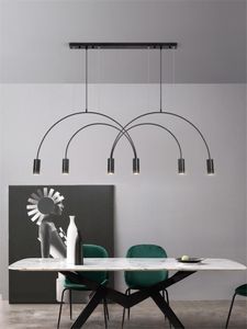 Pendant Lamps Nordic Line Arched Lights Restaurant Lamp Modern Light Luxury Living Room Long Table Bar Hanging Fixtures