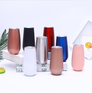 6oz Wine Tumbler Stainless Steel Mugs Double Wall Vacuum Insulated Cup Water Beer Mug With Common Lids 20 Colors