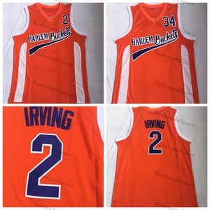 Mens Moive Uncle Drew Harlem Buckets Maglia da basket Kyrie Irving 2 Big Fella 34 Camicie arancioni S-XXL