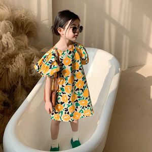 Vintage Flower Kids Dresses Teenage Girl Dress Children Clothing Spring Summer Wedding Party Dress High Quality Q0716