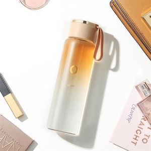 Luxury Gradient Colors Glass Water Bottle 400ml Portable Tea Juice Shaker Adults Gifts Eco-friendly Camping Office 210908