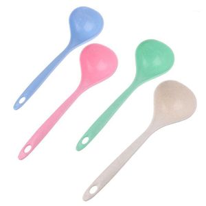 Colheres 1 pc utensílios de mesa palha de tabela arroz de palha ladle longa colher de sopa colher refeição jantar scoops cozinha suprimentos cozinhar ferramentas