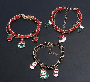 Bracciale con ciondoli natalizi Babbo Natale Fiocco di neve Pupazzo di neve Guanti Braccialetti con nappe in lega per decorazioni natalizie Regalo per feste 6 stili