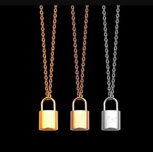 Fashion jewelry silver Rose Gold lock Pendant designer necklace 18K gold stainless thin chain women necklaces fashion style