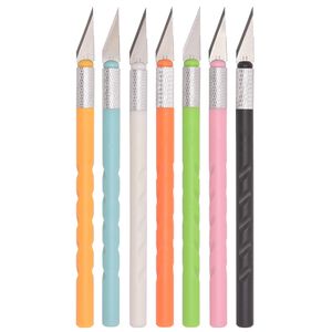 Wholesale utility pen resale online - Colorful Plastic Handle Graver Carving Knife Burin Decorating Pen Knife Wood Paper Cutter Craft Engraving Cutting Supplies DIY Stationery Utility Tool