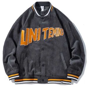 Cord-Baseball-Uniform für Herren, Buchstaben-Stickerei-Jacke, Streetwear, lockere Manteljacke 211013
