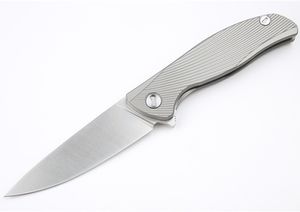 Szybki wysłany flipper Składany nóż D2 Blade Blade CNC TC4 Titanium Stopu Uchwyt Kulkowy Noże Kieszonkowe z Prezent Pudełko