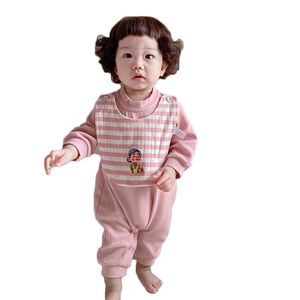 Pagliaccetti per neonato primaverili con bavaglino Set di abbigliamento per bambina per neonato Tuta a maniche lunghe per neonato 6-9-12-24 mesi 210413