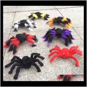 その他のお祝い用品装飾装飾大規模な色のクモのぬいぐるみハロウィーン小道具スパイダーパーティーバーのための面白いおもちゃktv rli5l grpjr