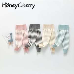 Autumn baby knitting sweater leggings high waist pants infant cotton striped trousers toddler girl fall clothes 210702