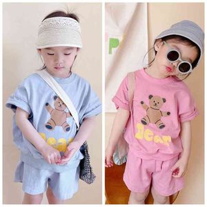 summer girl print set 2 piece short sleeve T-shirt + shorts clothes outfits baby s 210702