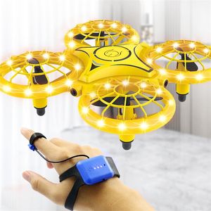 Four-Axis Intelligent Uav Drone Simulators Smart Watch Remote Sensing Gesture RC Aircraft Somatosensory Noctilucent Interaction Toys
