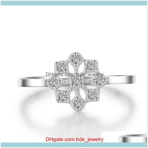 Bröllop SmyckenWedding Ringar 14K Vit Guld Luxury Diamond Ring, Moissanite, Roman Star, Kompass, Engagemang Kvinnor Bridal Fine Smycken Drop