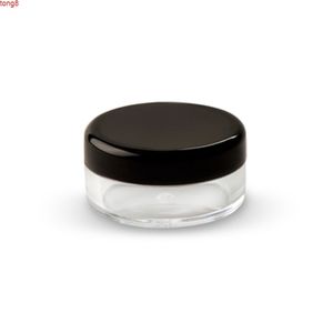 2g small transparent empty cosmetic container black sample plastic cream jars packaging ,makeup display tin Mini bottlehigh qty