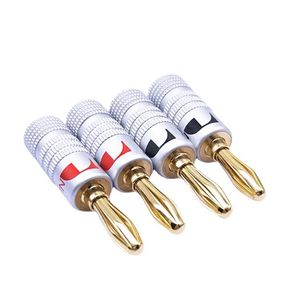 cable plug Middle channel Nakamichi copper gold plated banana welding free 4mm banana audio horn