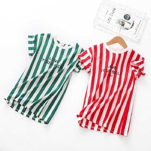 2020 Girl Summer Casual Stripe Ubrania Dzieci Dzieci One Piece Dress Dwa kolory Q0716