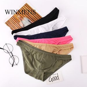 Underpants 4 Pcs/Lot Man Ice Silk Underwear/WOXUAN Brand Ultra-thin Mesh Breathable Elastic Gay Sexy Pouch Briefs/Seamless Jockstraps