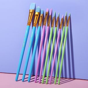 Ucanbe 10pcs Colorful Paint Brush Halloween Color Painting Makeup Brushes Set Wooden Pole Make Up pen