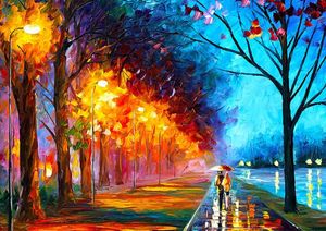 Hand Painted Landscape Canvas Art Oil Painting Alley by The Lake Wall Pictures Reproduction for Hotel, Dinning Room,Restaurant,Home Decor, No Framed,Thick Texture