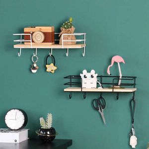 Iron Wall Mounted Storage Rack Key Holder Wall Decoration Shelf Towel Hanging Bathroom Organizer Home Kitchen Display Shelves 210705