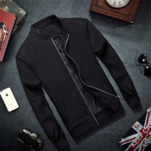 Brand Mens Bomber Jacket Tunna män Baseball s Coat Solid Färg Casual Overcoat för manliga kläder 211217