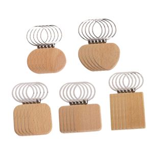 25pieces Blank Wooden Nyckelring DIY Wood Keychain Ringar Key Taggar Smycken Findings Craft G1019
