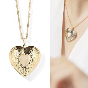 Pendant Necklaces 1pc Tiny Heart Po Frame Necklace Love Charms Floating Locket Women Men Fashion Memorial Jewelry