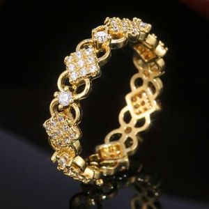 Anéis de casamento Caoshi Luxury Gold Color prometa para Women Hollow Out Design Micro pavimentado brilho cúbico zircônia jóias da festa da moda