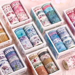 10 st Tidigare Sea and Forest Series Washi Tape Set Japanska papper Klistermärken Scrapbooking Flower Adhesive Washitape Stationär