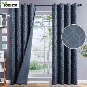 Blackout Geometric Curtain Thermal Insulation Curtains for Living Room Bedroom Kitchen Window Decoration Regular Cubic Curtains 210913