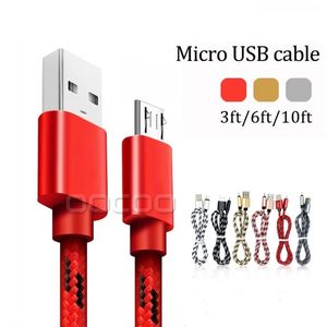 Cavi Micro USB da 0,2 M 1 M 2 M 3 M Cavo di ricarica per sincronizzazione dati veloce intrecciato in nylon 2.0A per Samsung Huawei Xiaomi LG HTC Andriod Microusb