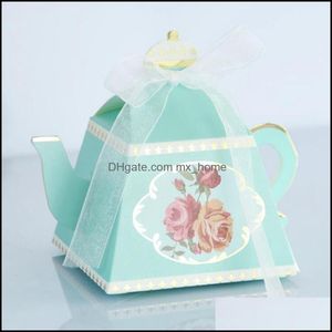 Favor Event Festive Supplies Home Garden 100 PCS Royal Teapot Candy Afternoon Tea present Box Wedding Party Favors Boxes Drop Delivery 2021 Q