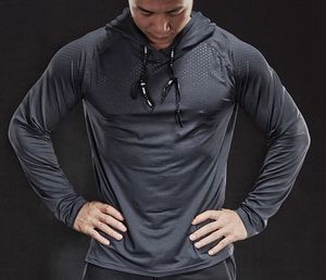 Autumn winter thick Running Man Men Long Sleeve Hooded Gym T shirt Fitness Training T-shirt Quick Dry Breathable Sports