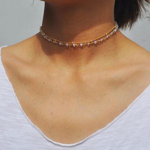 H￤nghalsband Vintage Boho Multilayer Choker Crystal Bead Chain Necklace For Women Gold Silver Color Collar Fashion SMEEXKE Gift