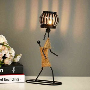 Strongwell Nordic Metal Candlestick Abstract Character Sculpture Candle Holder Decor Handmade Figurines Home Decoration Art Gift H1222