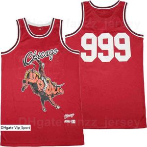 Мужчины 999 Moive Basketball Jersey Vintage BR Remix Juice Wrld X Retro Breathable Sports Pure Cotton Hip Hop Uniform Pullover Team Color Red Отличное качество в продаже