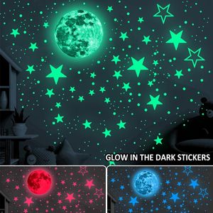 Wall Stickers 435Pcs Glowing Ceiling Stars Room Fluorescent Home Decoration Luminous Moon Decal