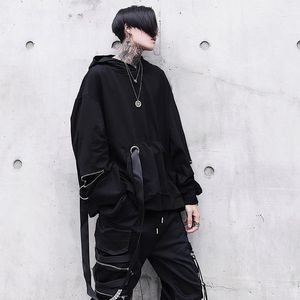 Männer Hoodies Sweatshirts Einzigartige Schwarz Mit Kapuze Übergroße Band Mode Männlichen Hip Hop Streetwear Baggy Techwear Pullover Tops Mann