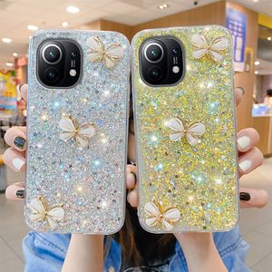 Glitter Butterfly Przypadki dla Xiaomi Redmi MI 10 11 Lite Poco X3 Pro F3 Redmi Uwaga 10PRO 10S 9 Miękka pokrywa telefonu