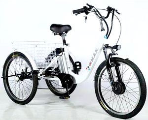 Typen Batterien großhandel-Heiße weiße Zoll Aluminiumlegierungsrahmen elektrisches Dreirad Dreiräder ebike