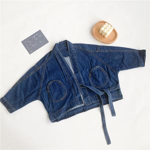 Jungen und Mädchen Denim Mantel Mode Lose Jacke 3-7Y Frühling Koreanischen Stil Übergroßen 210515