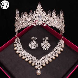 Wedding jewelry set necklace and earrings crystal crown diademe mariage braut krone accessories capelli sposa coroas para noiva H1022