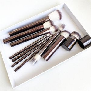 Hourglass Makeup Brushes Set - 10pcs Powder Blush Eyeshadow Crease Concealer eyeLiner Smudger Dark-Bronze Metal Handle Cosmetics Tools Drop ship