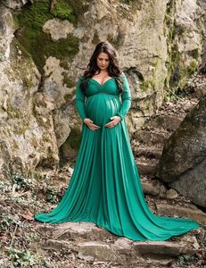 Lång svans moderskap klänningar för foto skjuta moderskap fotografi rekvisita v-neck maxi klänningar för gravida kvinnor graviditet kläder Q0713