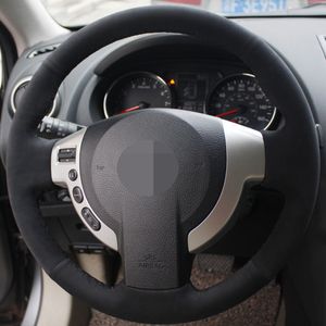 DIY черный замшевый автомобиль рулевая крышка для Nissan Qashqai 2007-2015 Rogue X-Trail 2008-2013 NV200 2009-2016 Sentra 2007-2012