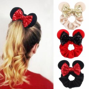 36 Kolory Mouse Ear Boże Narodzenie Opaska Gruba Krawat Włosy Stretch Złoty Aksamitna Hairband Włosy Akcesoria Darmowy statek 5 sztuk