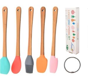 Geschirr-Sets Backen Gebäck Werkzeuge Mini-Silikon-Spatel Schaber Backpinsel Löffel zum Kochen Mischen Antihaft-Kochgeschirr Küchenutensilien BPA