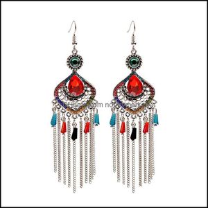 Dynda Żyrandol Kolczyki Biżuteria Etniczna Tassel Jhumka Dla Kobiet Vintage Indian Colorf Zroszony Kołki Kolczyk Dostawa 2021 RP86N